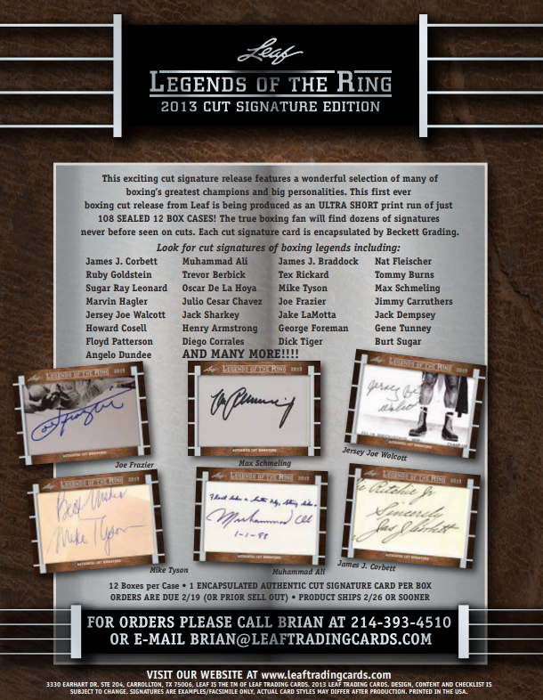 2013 Leaf Legends of the Ring Trading Cards Box