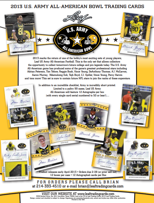 2013 Leaf US Army All-American Football Hobby Box