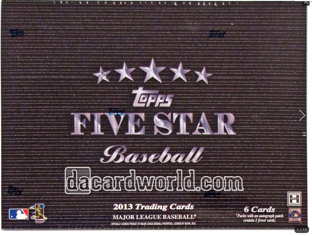 2013 Topps Five Star Baseball Hobby 3-Box Case