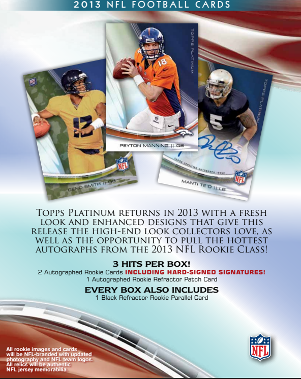 2013 Topps Platinum Football Hobby 12-Box Case