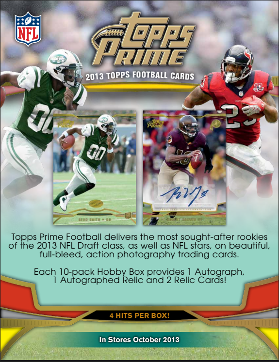 2013 Topps Prime Football Hobby 6-Box Case