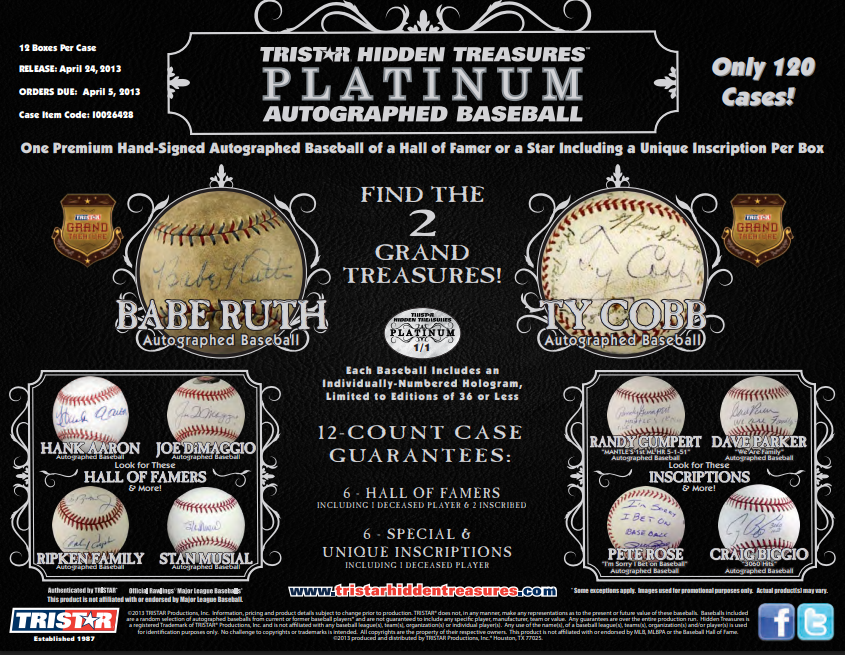 2013 Tristar Autographed Baseball Platinum Edition Box