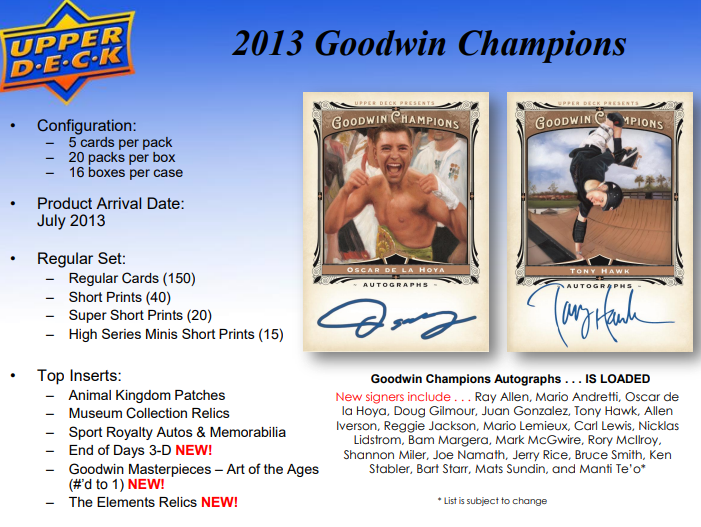 2013 Upper Deck Goodwin Champions Baseball Hobby Box