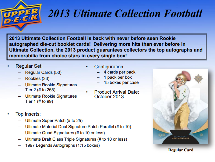 2013 Upper Deck Ultimate Collection Football Hobby Box