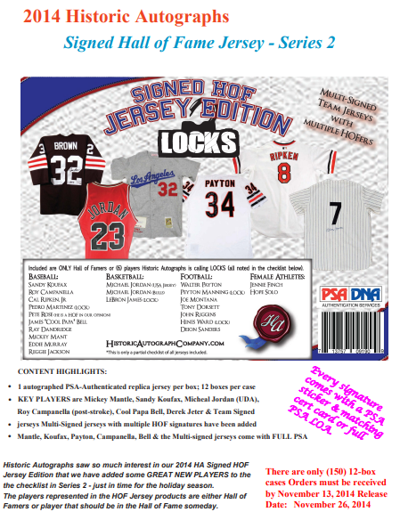 2014 Historic Autographs HOF Jersey ED Series 2 12-Box Case