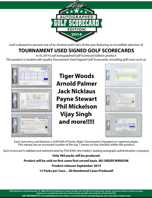 2014 Leaf Autograph Scorecard Ed Golf Box