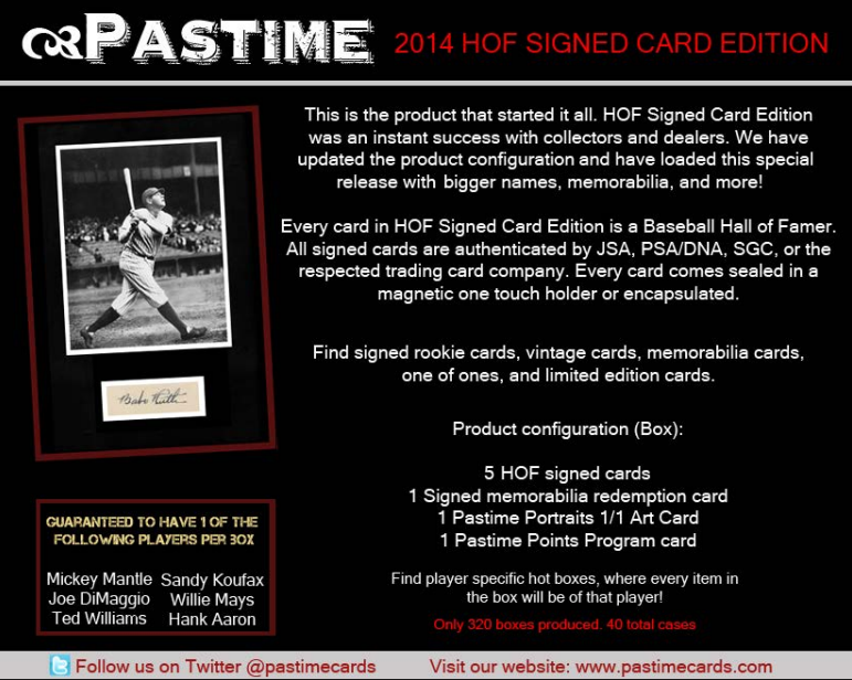 2014 Pastime Collection: HOF Signed Card Ed Baseball Box
