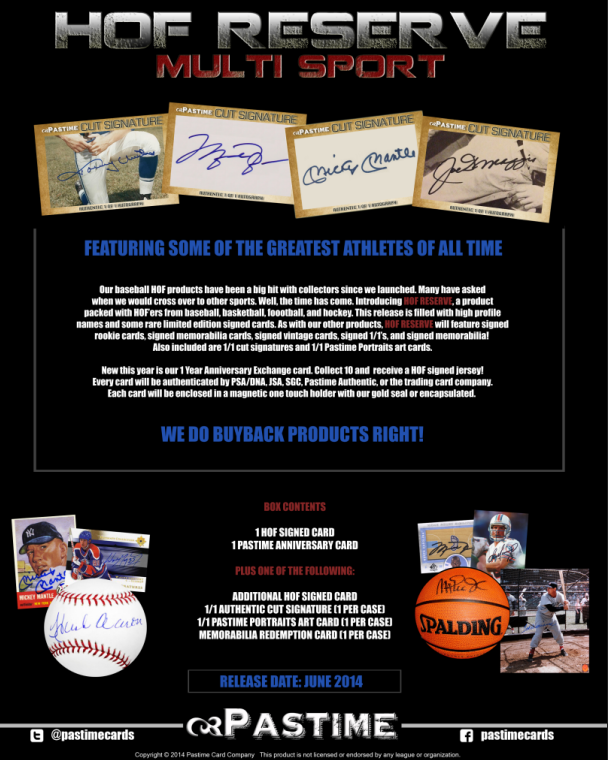 2014 Pastime: HOF Reserve Multi Sport Edition 10-Box Case