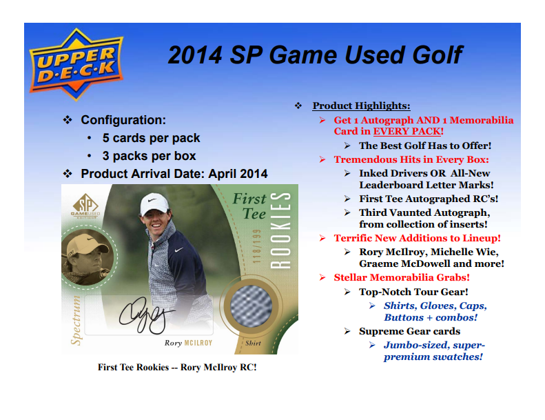 2014 Upper Deck SP Game Used Golf Hobby 4-Box Case