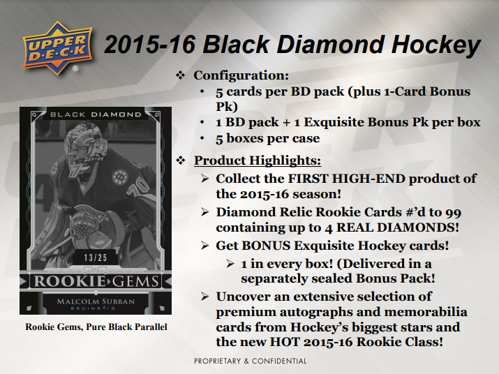 2015-16 Upper Deck Black Diamond Hockey Hobby 5-Box Case