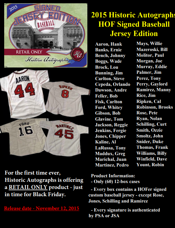 2015 Historic Autographs Baseball Jersey ED Box