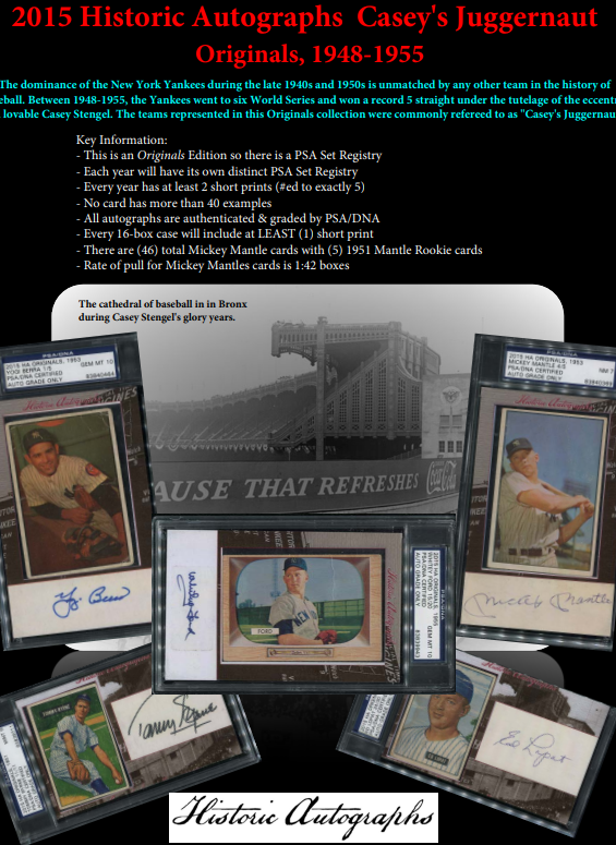 2015 Historic Autographs Caseys Juggernaut Baseball Box