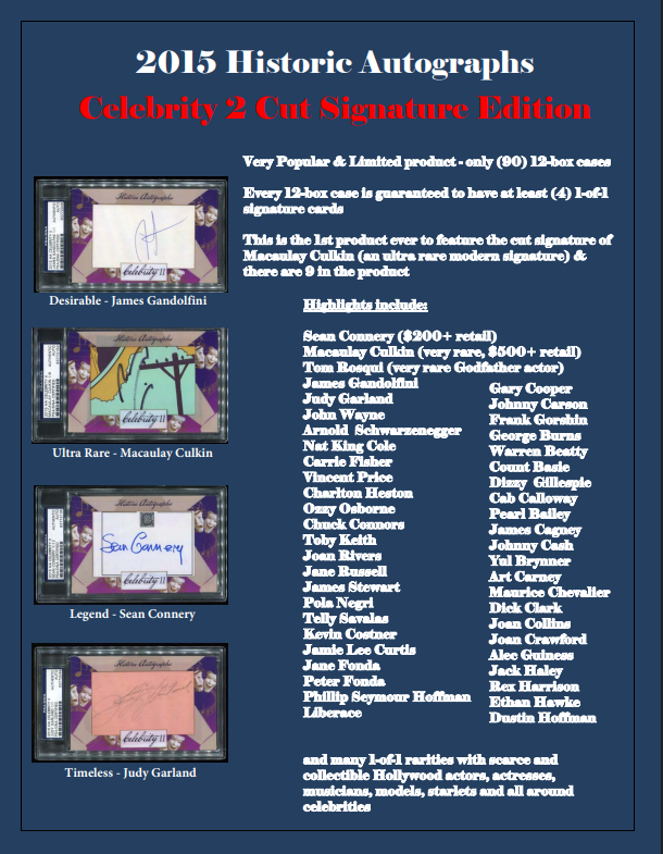 2015 Historic Autographs Celebrity 2 - Box