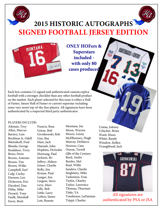 2015 Historic Autographs Football Jersey ED 12-Box Case