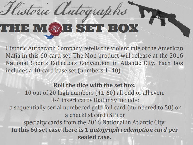 2016 Historic Autographs The Mob Premium Set 60-Box Case