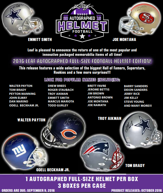 2016 Leaf Autographed Full Sized Helmet Football Box