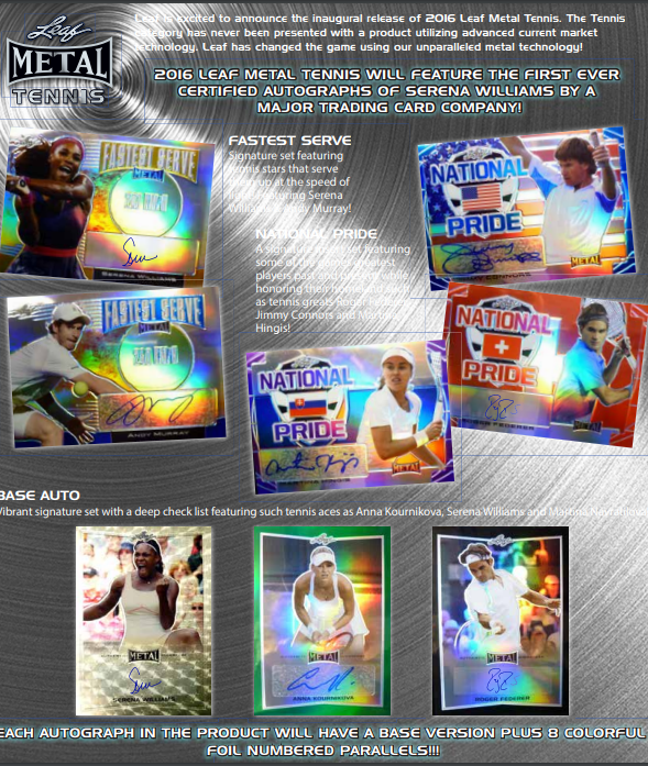 2016 Leaf Metal Tennis Hobby 12-Box Case