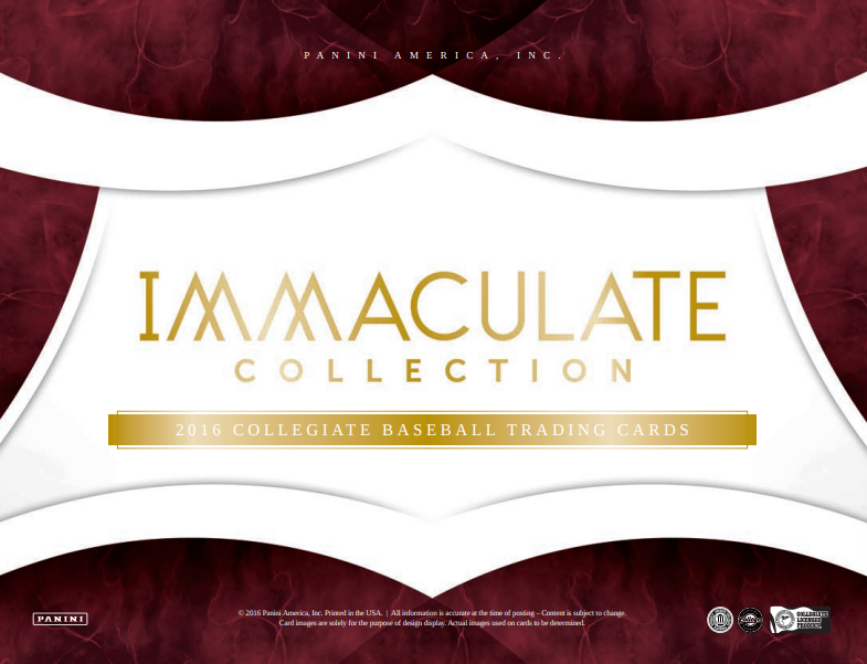 2016 Panini Immaculate College Baseball Hobby 5-Box Case