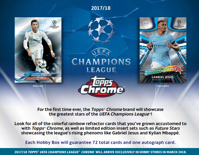 2017-18 Topps UEFA Champions League Chrome Soccer Hobby Box