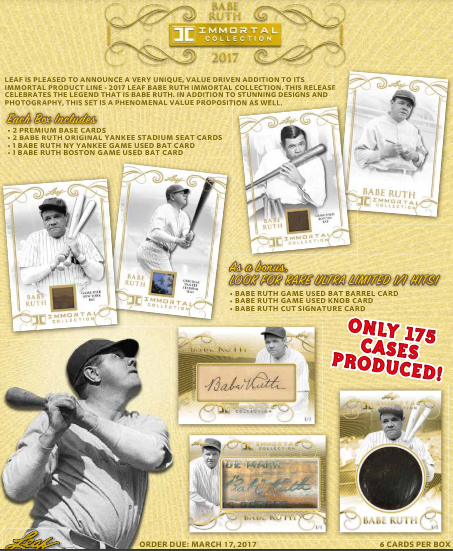 2017 Leaf Babe Ruth Immortal Collection 10-Box Case