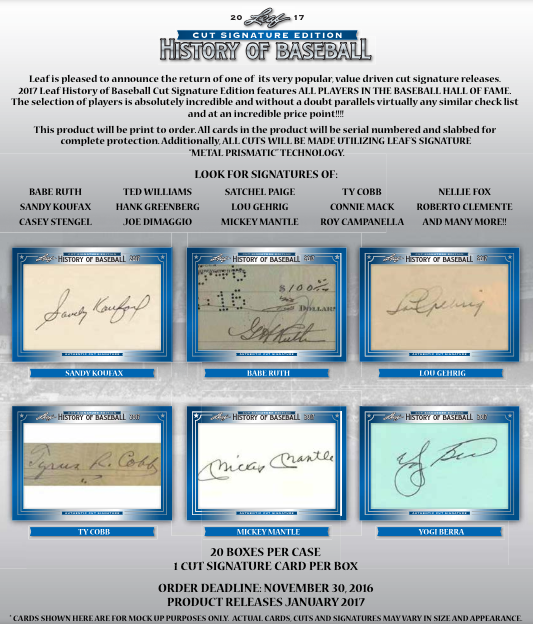 2017 Leaf History of Baseball Cut Signature 20-Box Case