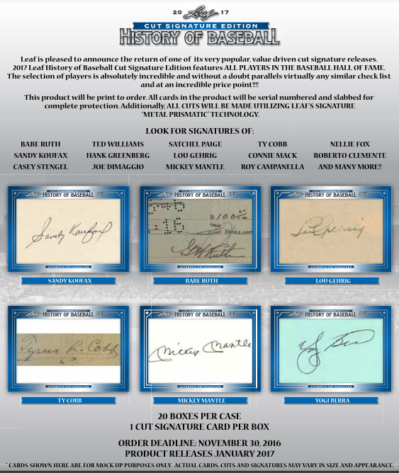 2017 Leaf History of Baseball Cut Signature Edition Hobby Box