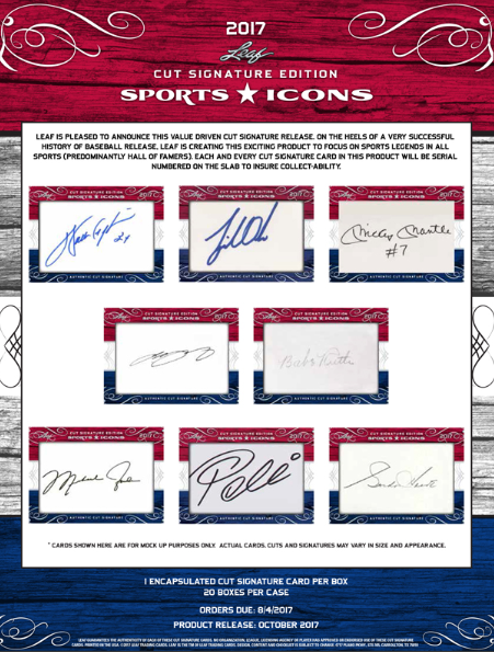 2017 Leaf Sports Icons Cut Signature 16-Box Case