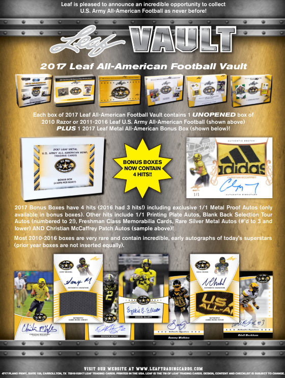 2017 Leaf US Army All-American Football Vault 12-Box Case