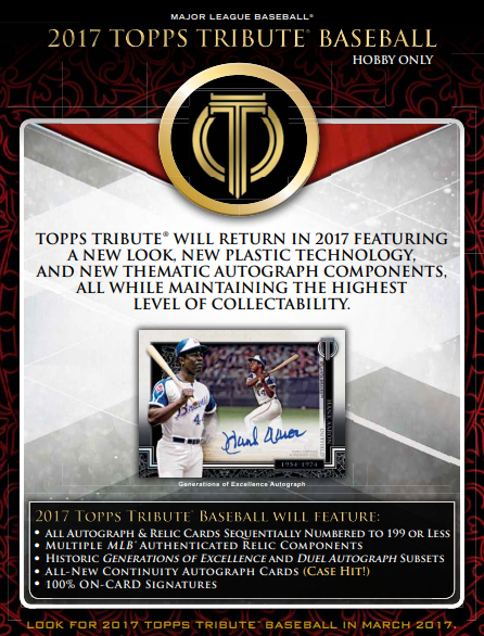 2017 Topps Tribute Baseball Hobby 4-Box Case