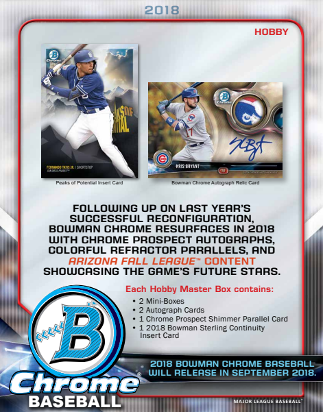 2018 Bowman Chrome Baseball Hobby Pack