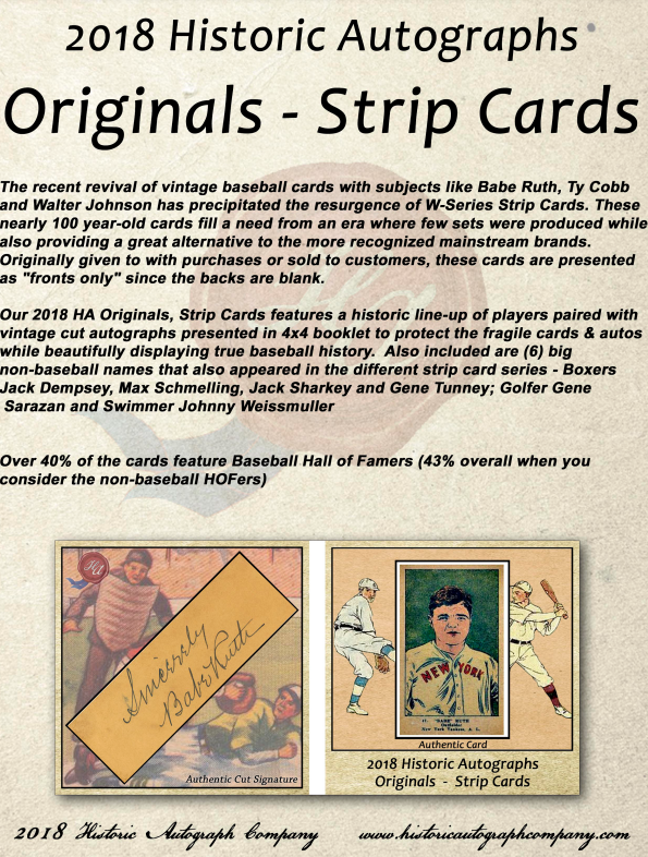 2018 Historic Autographs Originals Strips Baseball Box