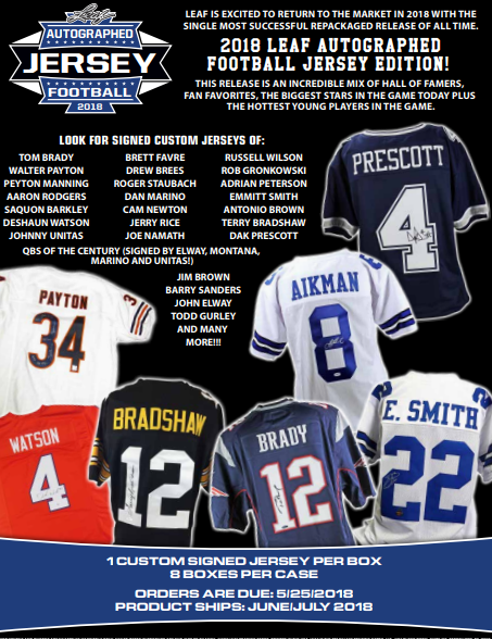 2018 Leaf Autographed Football Jersey Edition 8-Box Case