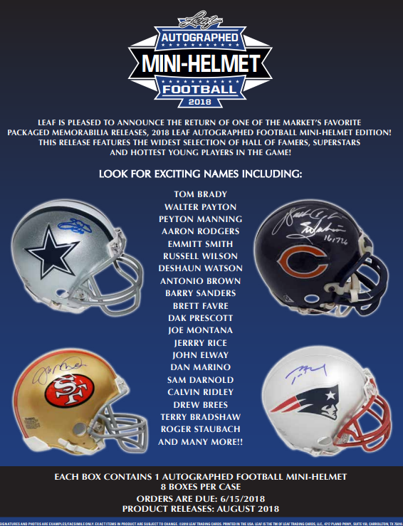 2018 Leaf Autographed Mini Helmet Football Box