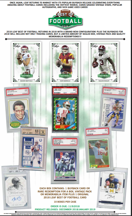 2018 Leaf Best of Football 10-Box Case