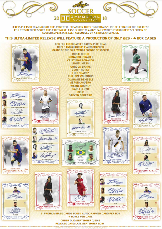 2018 Leaf Immortal Collection Soccer 4-Box Case