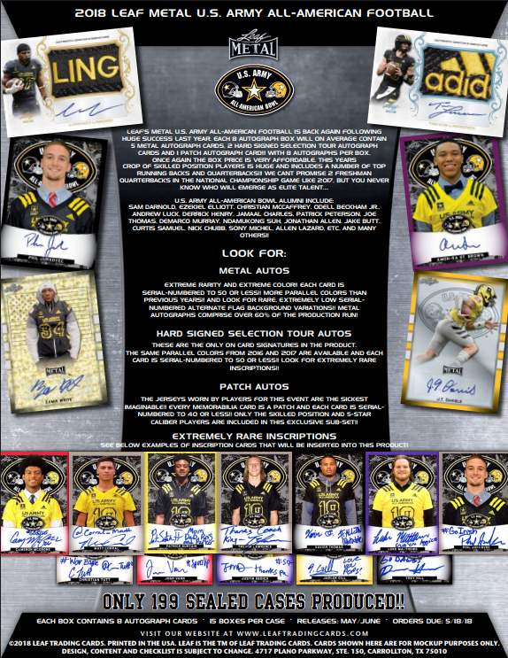 2018 Leaf Metal US Army All-American Bowl Football 15-Box Case