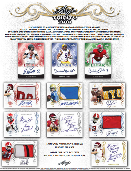 2018 Leaf Trinity Football Hobby 12-Box Case