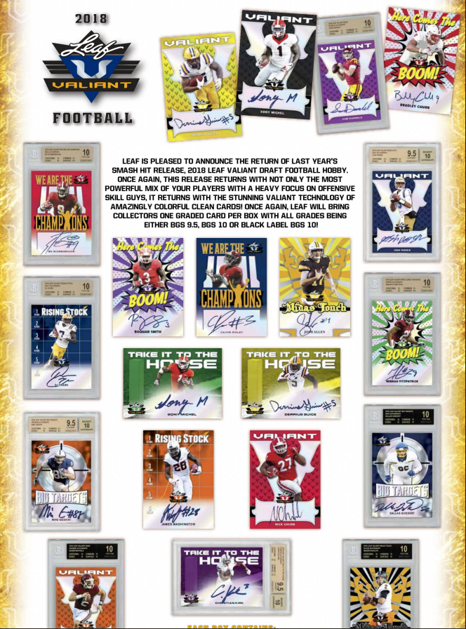 2018 Leaf Valiant Football Hobby 12-Box Case
