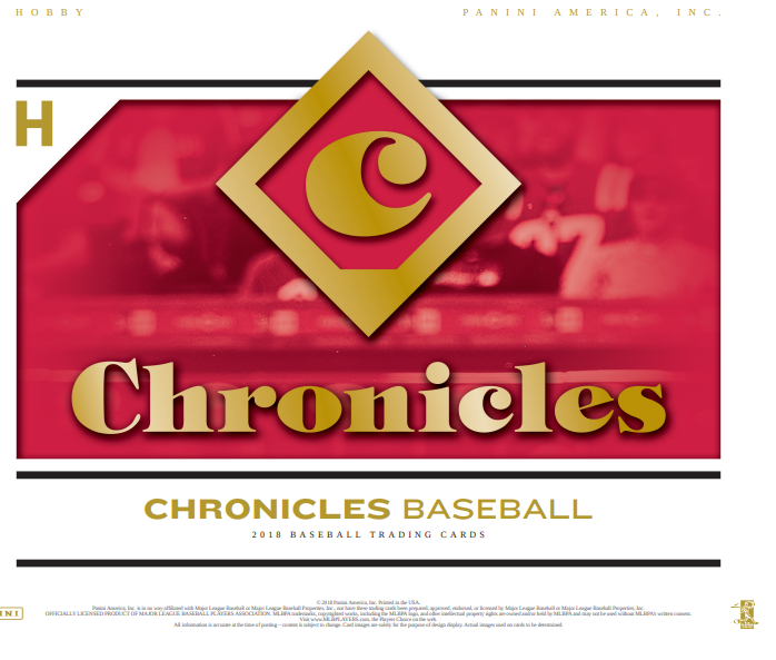 2018 Panini Chronicles Baseball Hobby 16-Box Case