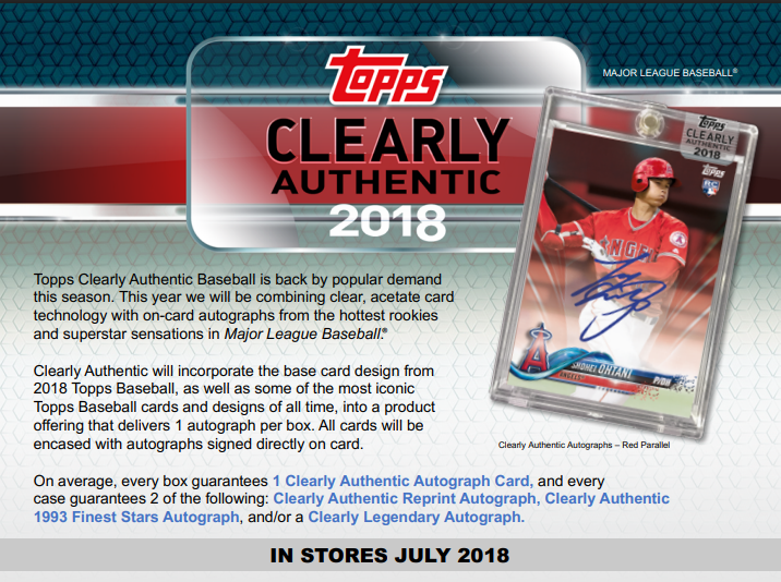 2018 Topps Clearly Authentic Baseball Hobby 20-Box Case