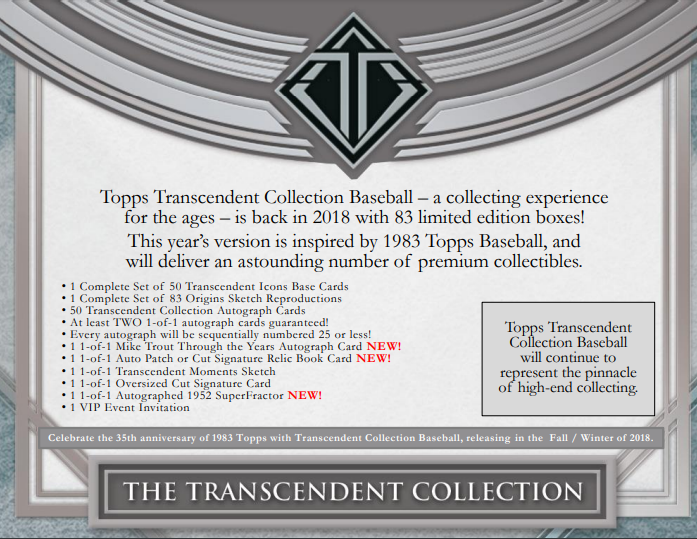 2018 Topps Transcendent Collection Baseball Case