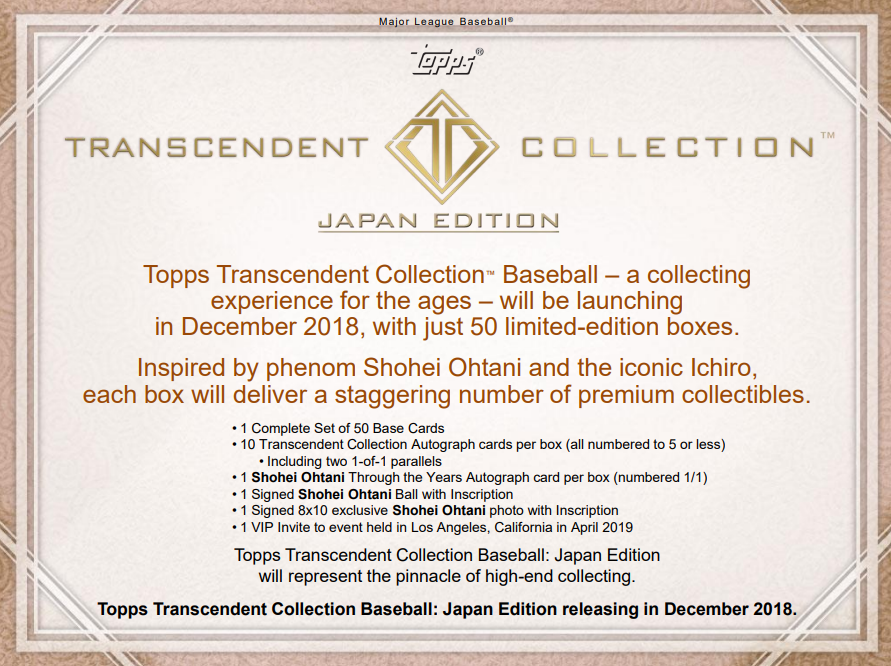 2018 Topps Transcendent Collection Japan Edition Baseball Case