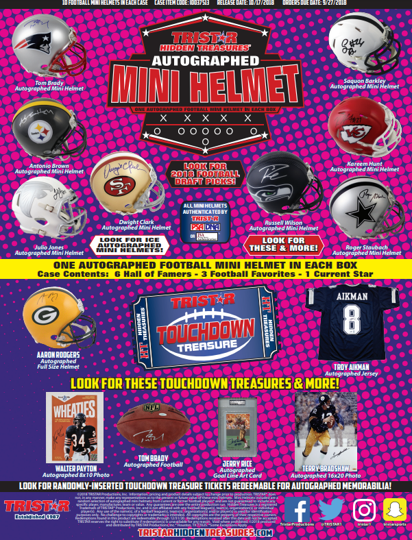 2018 Tristar H/T Series 2 Football Mini Helmet 10-Box Case