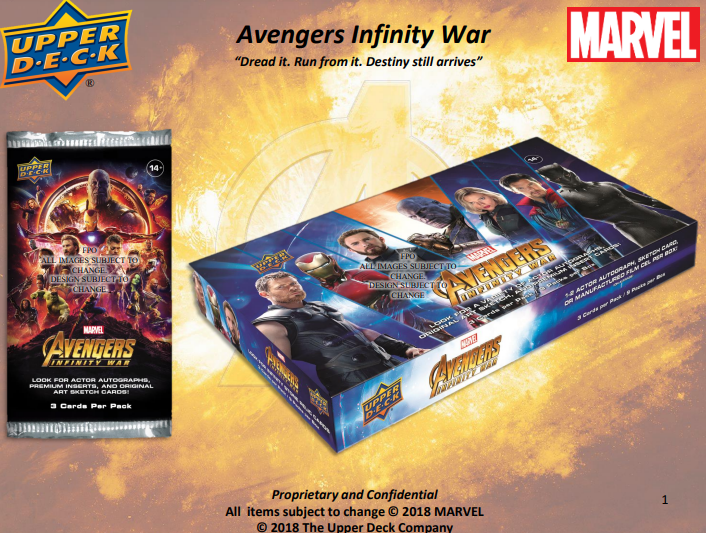 2018 Upper Deck Marvel Avengers Infinity War Hobby 8-Box Case
