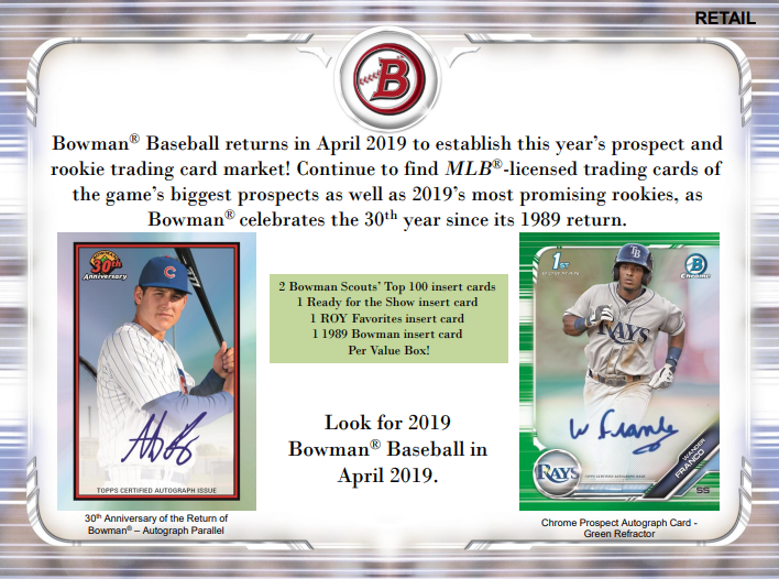 2019 Bowman Baseball Retail 12-Box Case