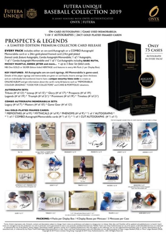 2019 Futera Unique Prospects and Legends Baseball Box