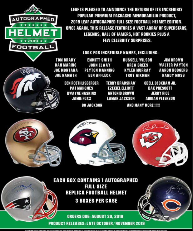2019 Leaf Autographed Full Sized Helmet Football Box
