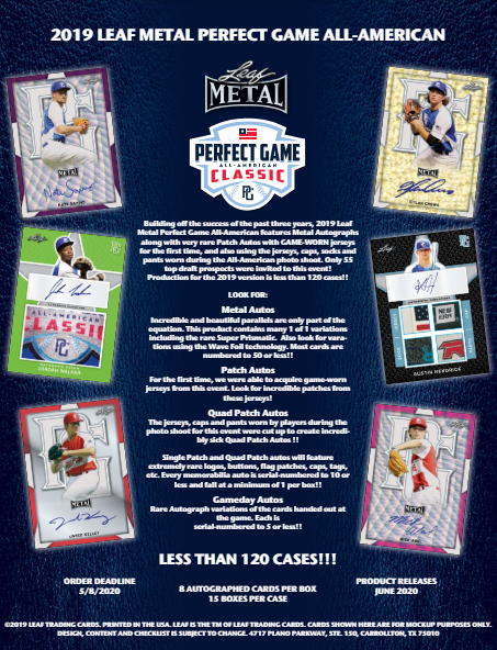 2019 Leaf Metal Perfect Game All-American Baseball Box