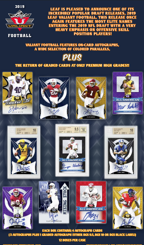 2019 Leaf Valiant Football Hobby 12-Box Case
