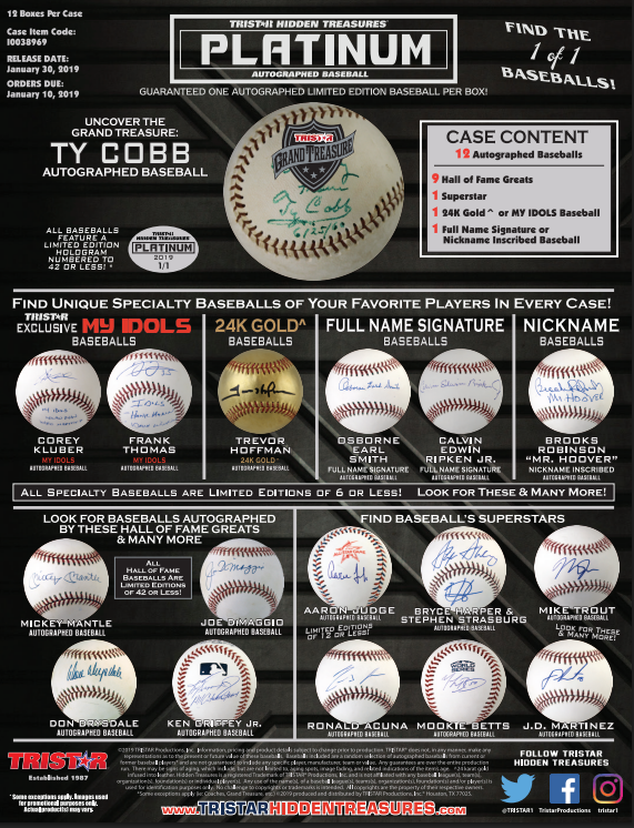 2019 Tristar Autographed Baseball Platinum Edition Box
